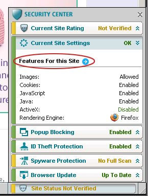 NET Features for this Site