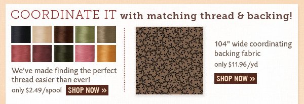 Coordinating Thread and Backing Fabric for Rose Manor