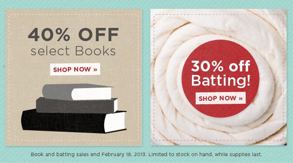 Save big on our Books and Batting
